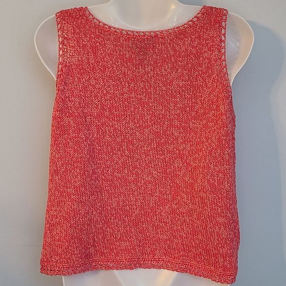 Sigrid Olsen Sport Pink Coral Mix Knitted Sleeveless Tank Womens L NWT - Picture 2 of 12